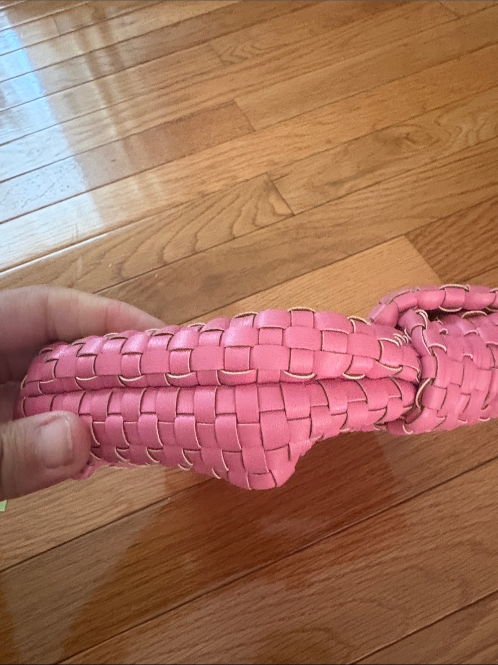 Melie Bianco Pink Woven Knot-Handle Mini Bag - Picture 6 of 9